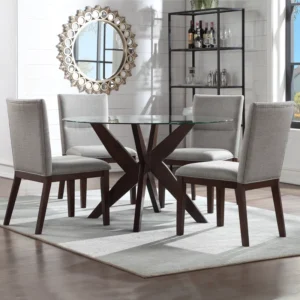 Vosburg 5 - Piece Glass Top Pedestal Dining Set