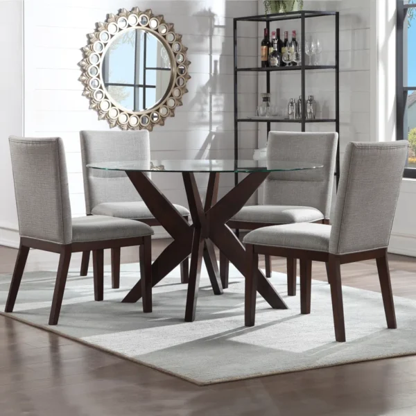 Vosburg 5 - Piece Glass Top Pedestal Dining Set